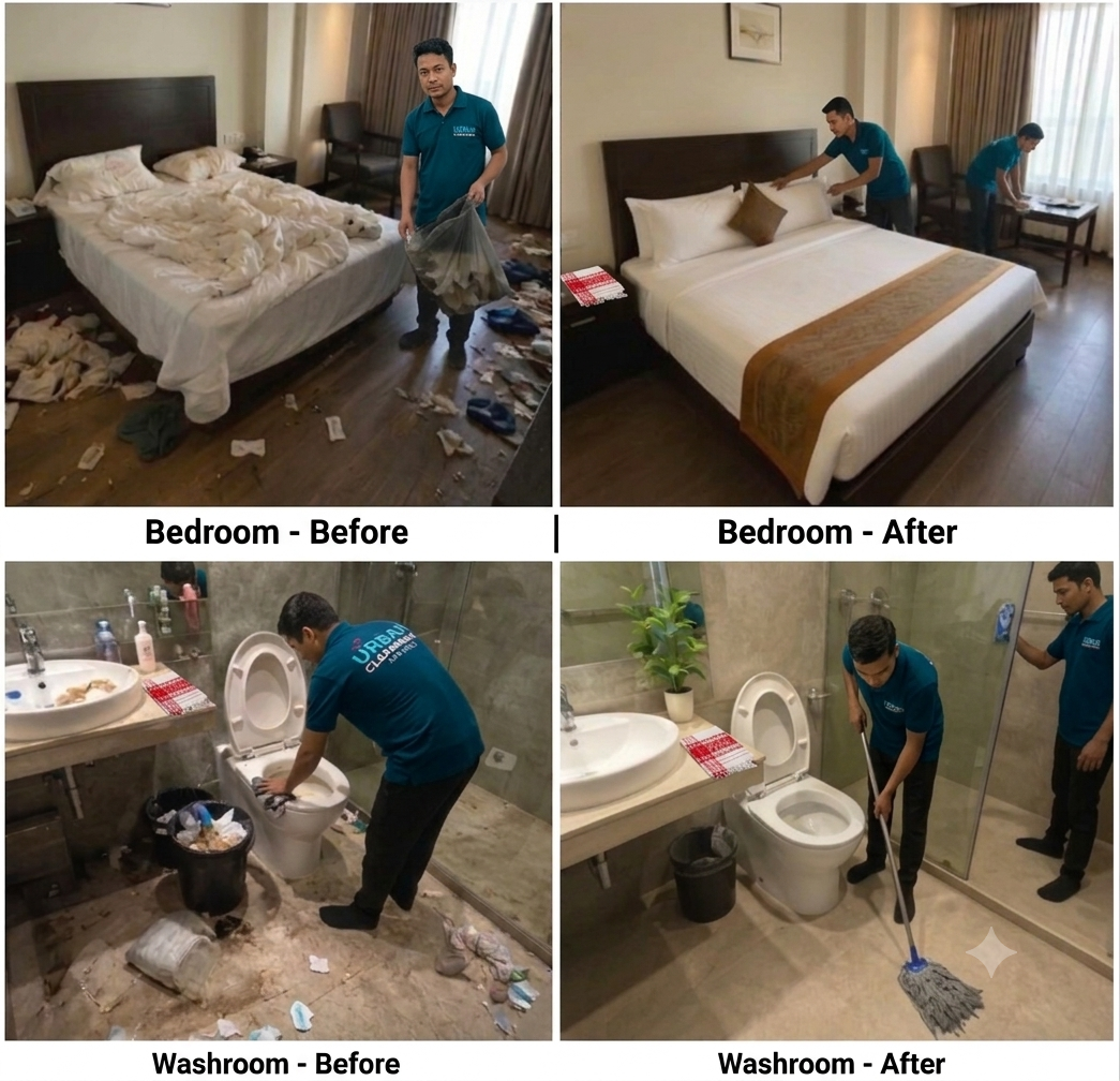 Bedroom+bathroom cleaning
